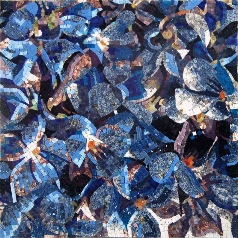 Marble and Glass Floral Mosaic Art image 1