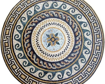 Greco-Roman Decor For Home Mosaic Rondure - Decorative Floor Mosaic Ancient Art Medallion Design