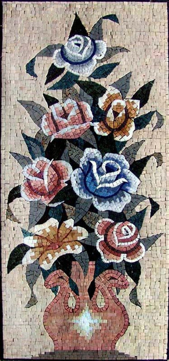 Mosaique Darrangement De Fleurs De Rose Etsy Mosaique Darrangement De Fleurs De Rose Etsy