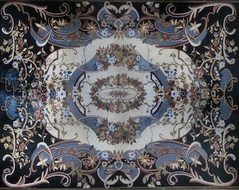 Spring Bloom Mosaikteppich - Handgefertigte Blumenfliesenkunst für lebendige Wohnkultur