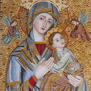 Saint Mary & Baby Jesus Mosaic Religious Mural