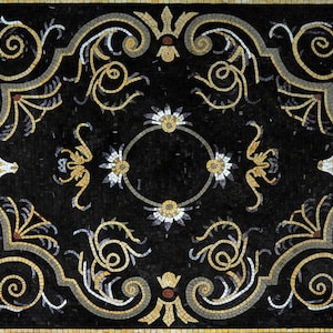 Floral Mosaic Rug - Maia Black - Luxury Mosaic Rug for Modern Homes, Perfect for Entryways or Accent Walls