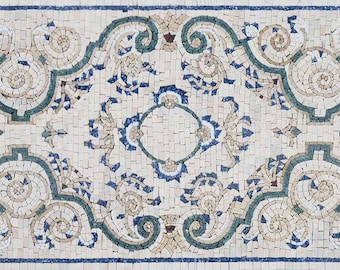Handcrafted Marble Tile Mosaic: Arabesque Wall Art Decor