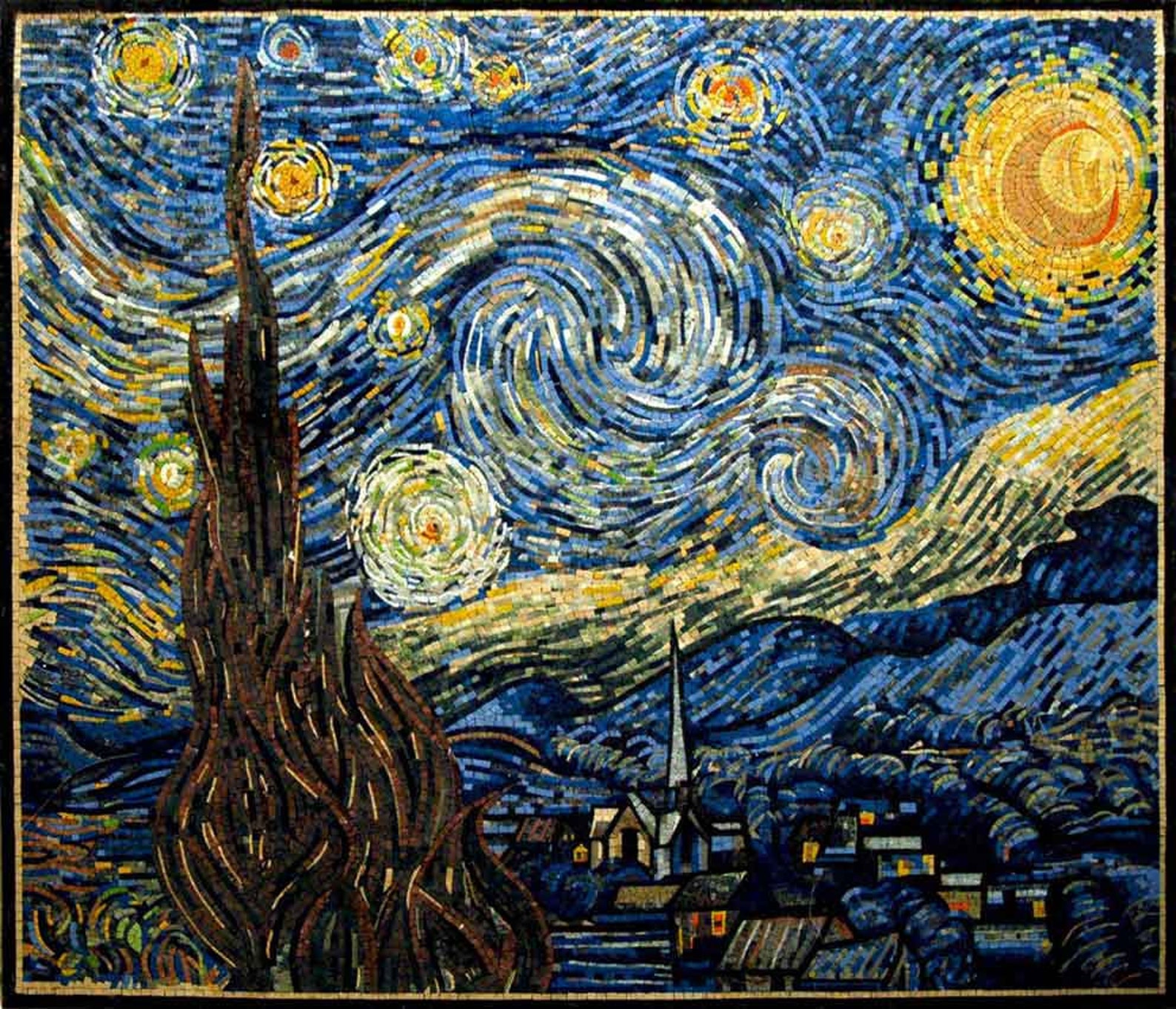 мозаика ван гога. мозаика ван гога. Van gogh звездная ночь витраж. мозаика ван гога.