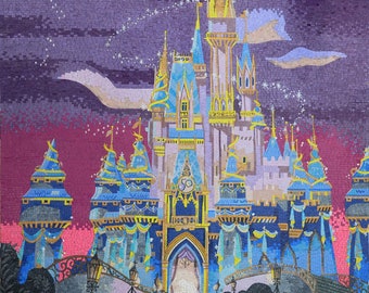 The Cindrella Castle Mosaic Art For Kids Bedroom Decoration Disney Wall Art