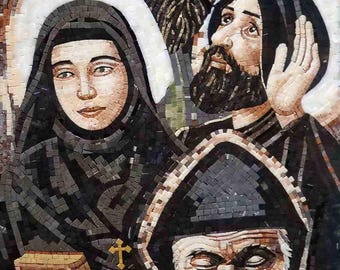 Handmade Marble Mosaic Art: Religious Iconography Wall Decor