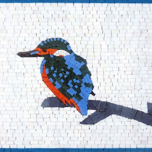 Vibrant Kingfisher Bird Mosaic Art For Wall Decoration For Kitchen Backsplash