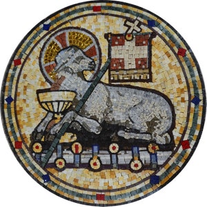 Jerusalem Lamb of God Mosaic Art For Church Decoration Religious Mosaic Wall Art Lamb Of God