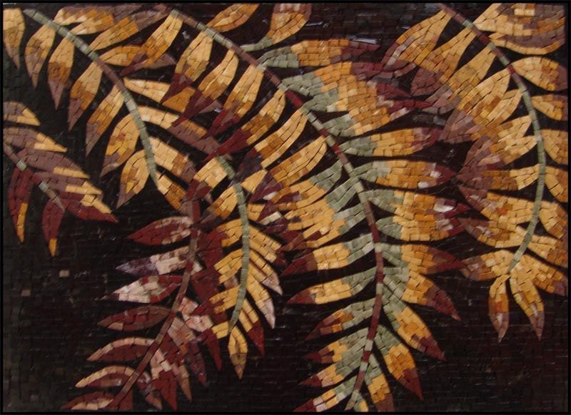 Autumn Leaves Mosaic Marble Tile Pattern