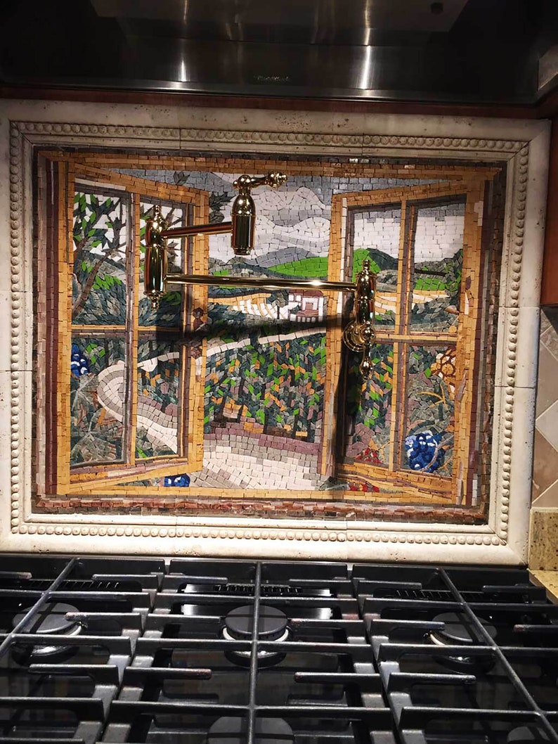 Kitchen Backsplash Mosaic Art Scenery For Home Decor Wall Art Custom Mosaic image 2