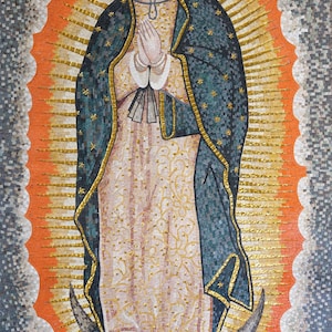Virgin of Guadalupe Mosaic Art: Religious Wall Decor