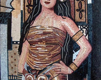 Oriental Woman Marble Mosaic Mural
