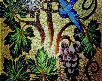 Glass Mosaic Mural - Blue Bird