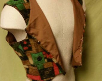 Brown Patterned Vest sz M/L