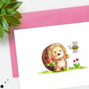 Printable Hedgehog Card, Cute hedgehog gift, PDF, Download.