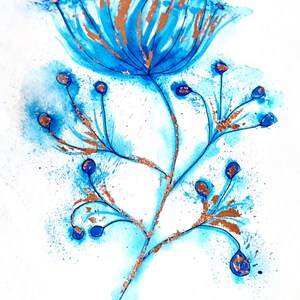 Indigo Flower Postcard Sized Print. Cute Wall Art. Buy one get one free image 2