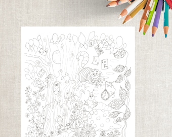 PDF Printable Coloring Pages, Alice in Wonderland, Colouring