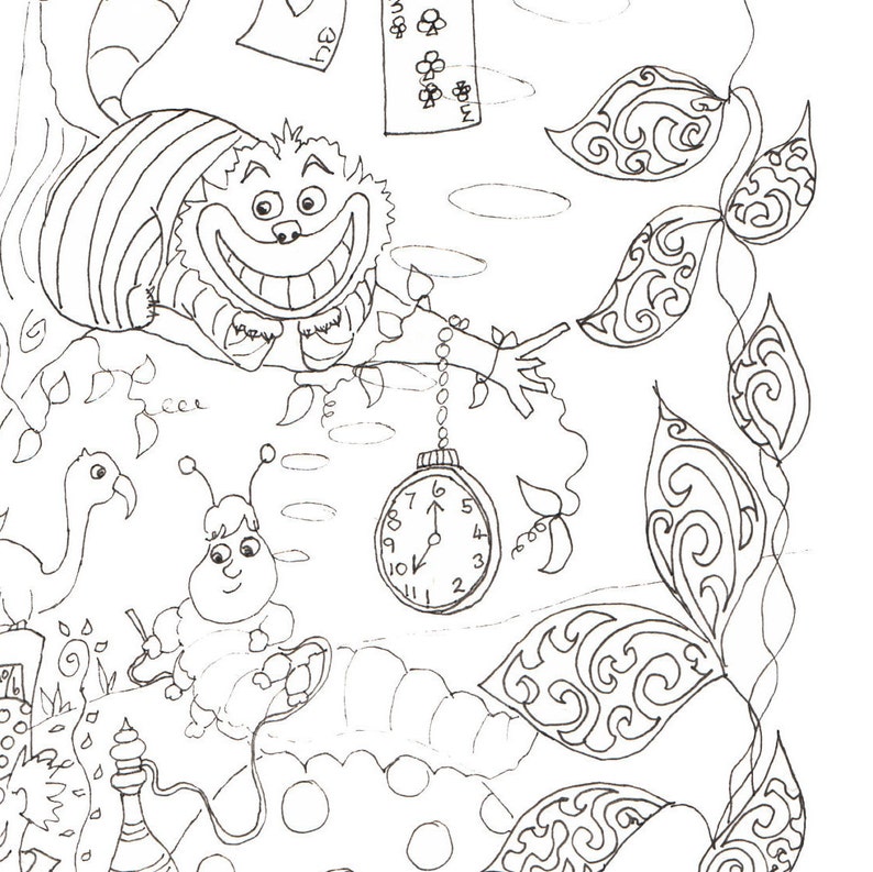 PDF Printable Coloring Pages Alice in Wonderland Colouring - Etsy UK