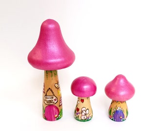 Hand Painted Fairy Toadstool, Mushroom Art, Fairy House Accessories, Fairy Garden. Learning Toys.