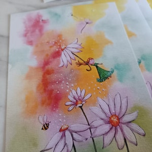 Daisy on a Rainbow Postcard Sized Print. Cute Baby Nursery Wall Art. Buy one get one FREE image 3