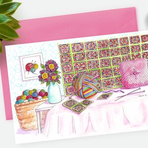 Printable Crochet Knitting Yarn Card image 2