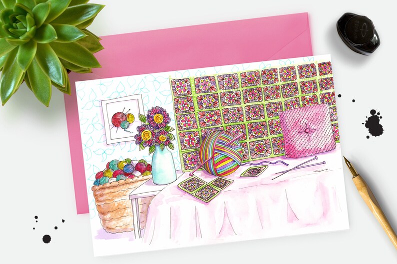 Printable Crochet Knitting Yarn Card image 2