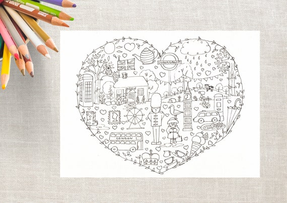 Download British Printable Coloring Pages Download London Colouring Etsy