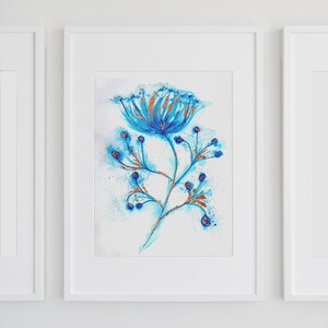 Indigo Flower Postcard Sized Print. Cute Wall Art. Buy one get one free image 1