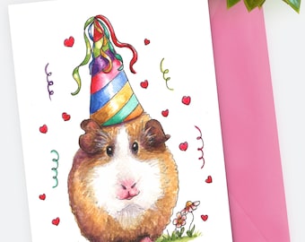 Printable Cute Guinea Pig Card,   Birthday Card,