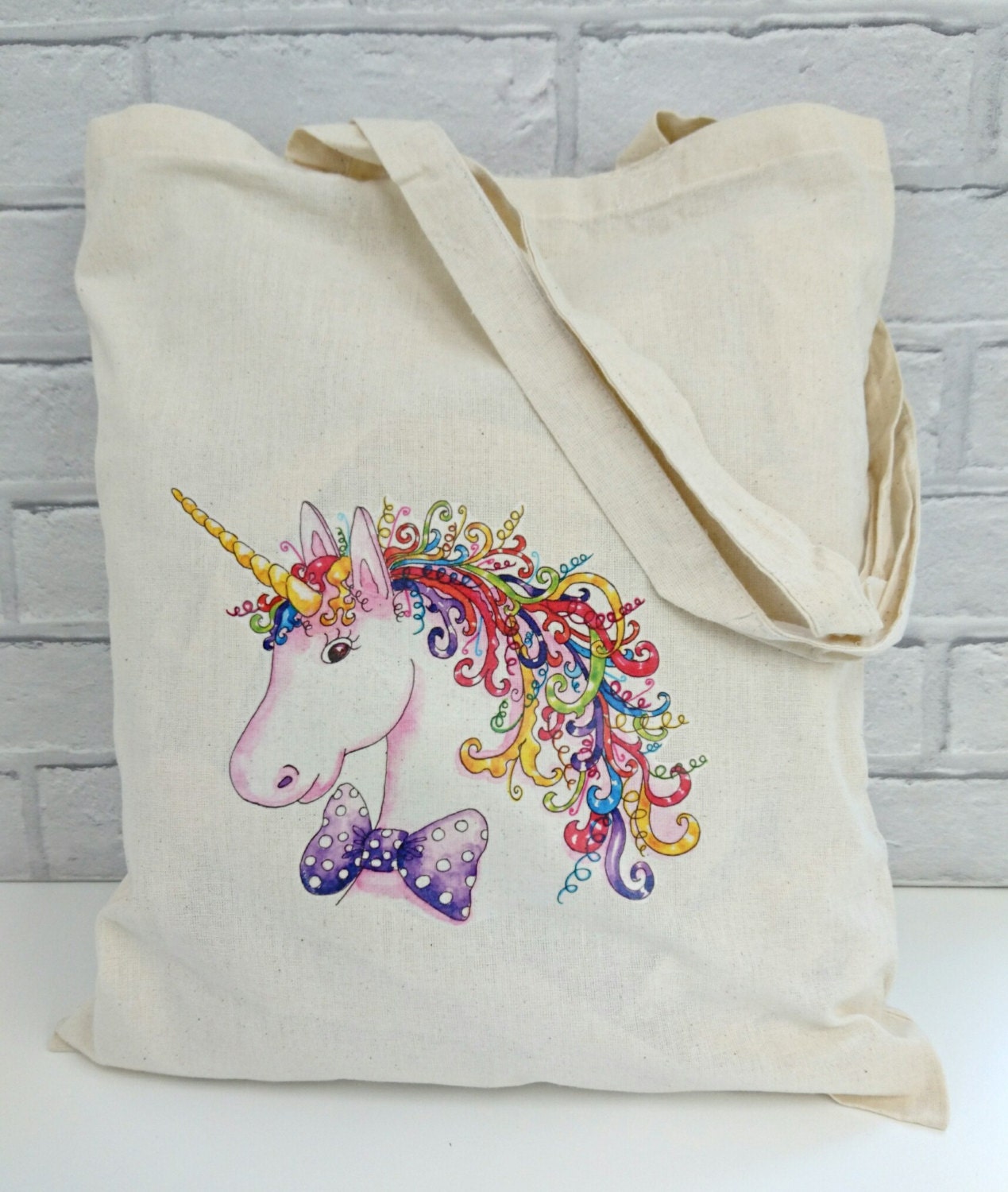 Unicorn Tote Bag Cute Rainbow Unicorn bag Artist tote Book bag Etsy