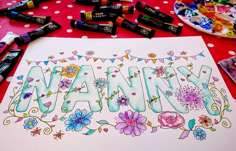 Nanny Print watercolour Cute Nanny Print Wall Art print Pretty | Etsy