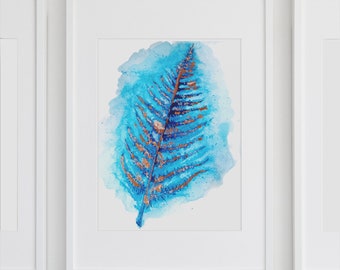 Botanical Leaf Postcard Sized Print. Cute  Wall Art. Buy one get one free!