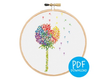 Printable Cross Stitch Pattern  Dandelion Seed, Craft.