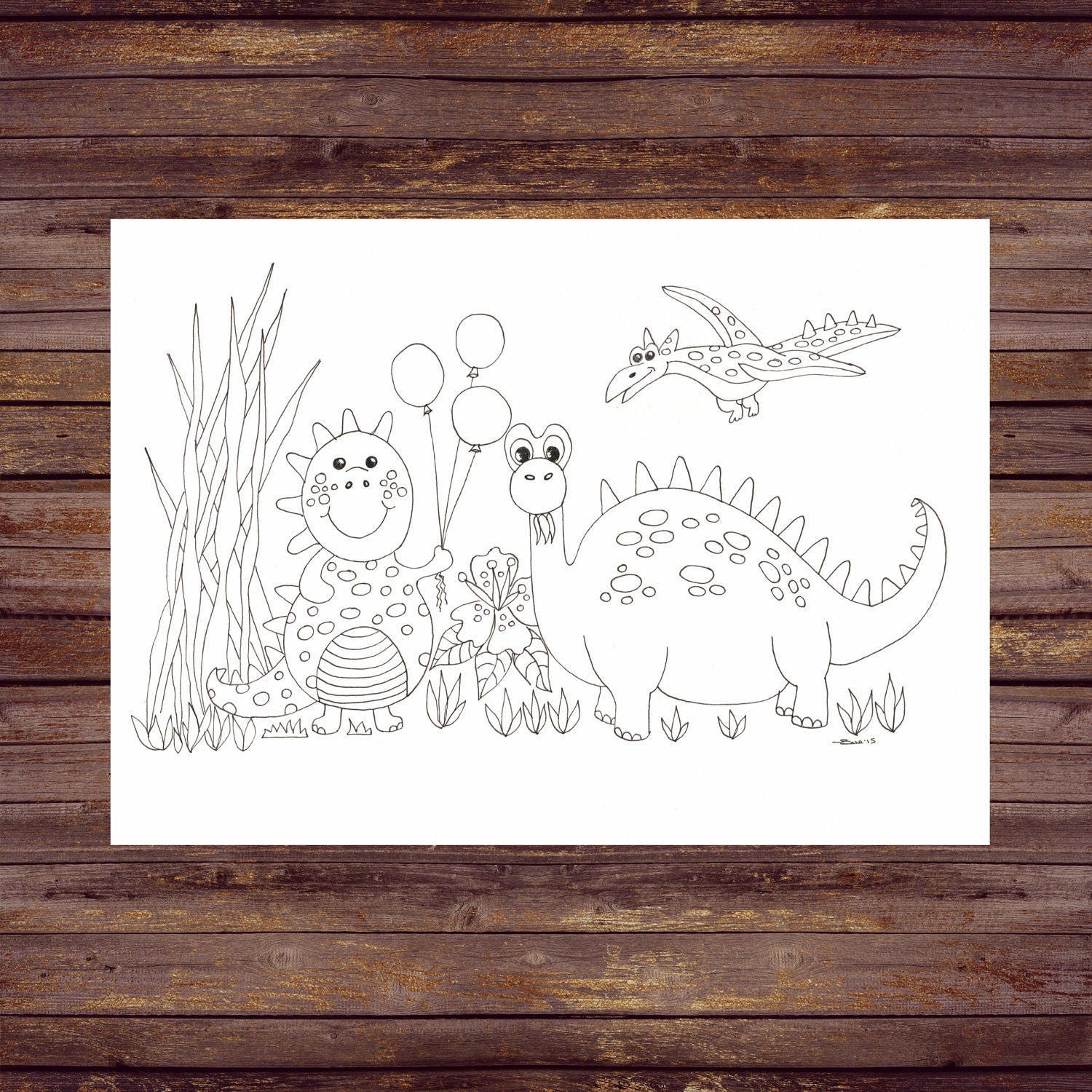 Dinosaur Pdf Printable Colouring Pages Etsy