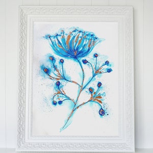 Indigo Flower Postcard Sized Print. Cute Wall Art. Buy one get one free image 7