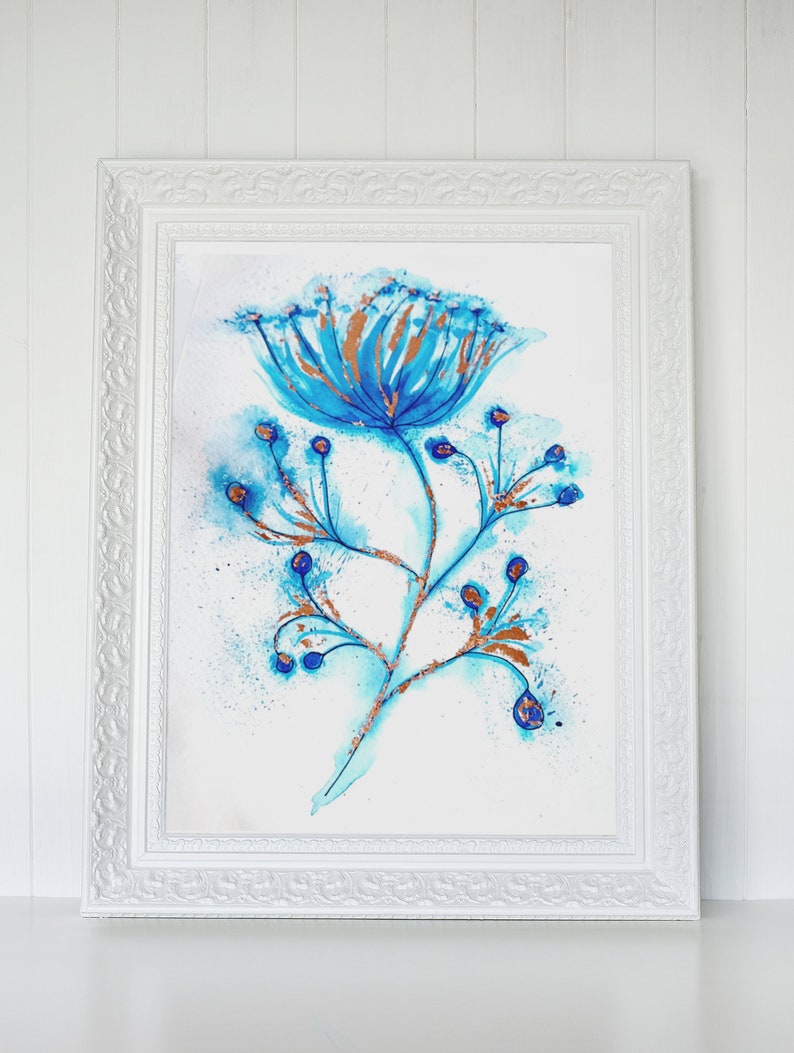 Indigo Flower Postcard Sized Print. Cute Wall Art. Buy one get one free image 7