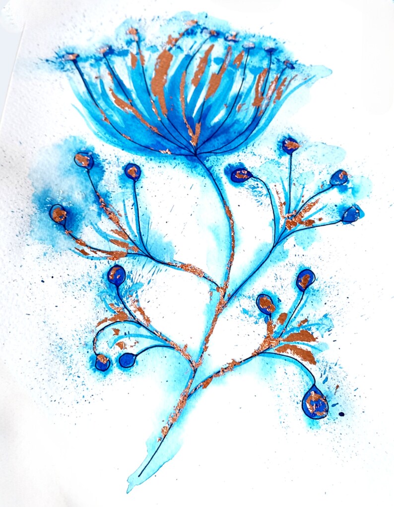 Indigo Flower Postcard Sized Print. Cute Wall Art. Buy one get one free image 6