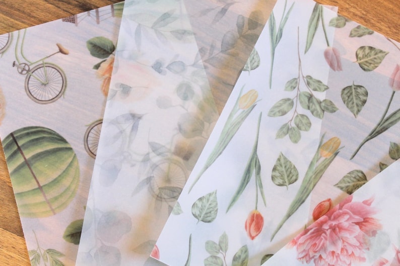 Floral Print Vellum Paper pack Vol 7 Planner vellum paper A5 Etsy