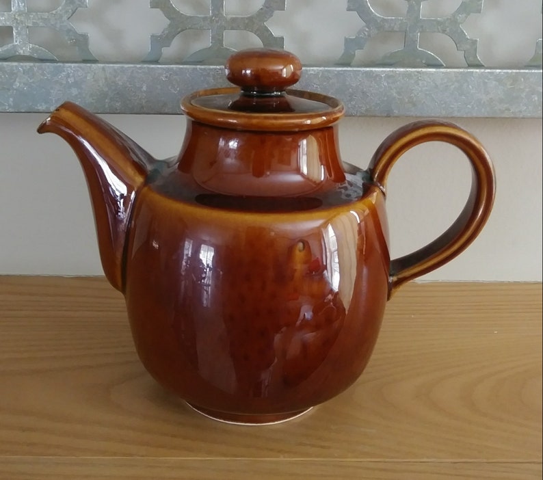 Brown Stoneware Teapot Vintage Teapot Brown Teapot Rustic Etsy