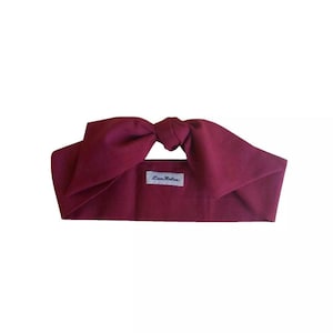 Burgundy Cotton Hair Scarf for Women, Retro Head Tie