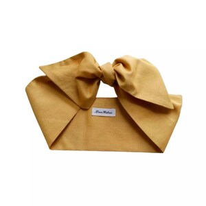 Mustard Yellow Cotton Hair Scarf For Women, Retro Head Tie