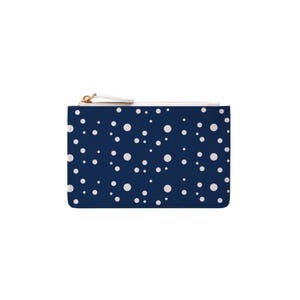 Navy Dotty Print Coin Purse: Vegan Leather Gift
