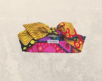 Bold African Wax Fabric Hair Tie, Statement Multi-way Wrap