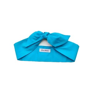 Turquoise Cotton Hair Scarf for Women, Rockabilly Bandana