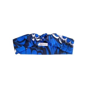 Royal Blue Ankara Self-Tie Headband, African Headwrap For Her