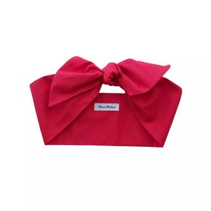 Red Cotton Head Scarf for Women, Vintage Land Girl Style Hair Tie