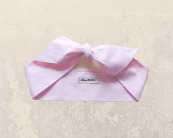 Pale Pink Cotton Hair Scarf, Tween Girls Vintage Style Summer Gift