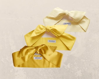 Yellow Cotton Hair Scarf Set, Spring/Summer Headscarf Trio