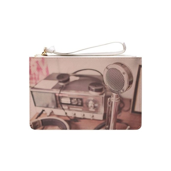 Vintage Radio Clutch Bag With Wristlet, Everyday Essentials Makeup Bag