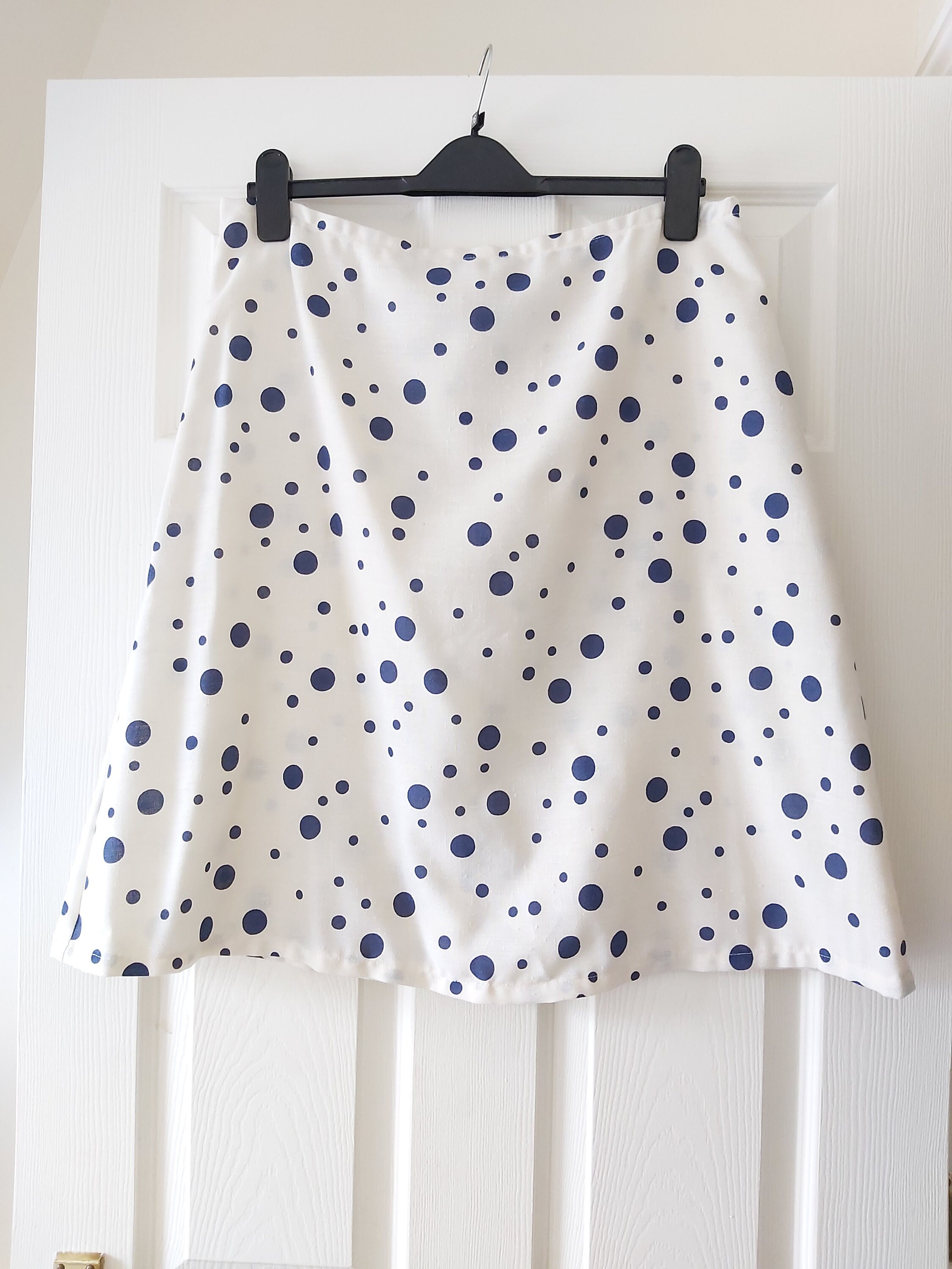 Large Polka Dots A-line Skirt for Women Cream and Blue Cotton - Etsy UK